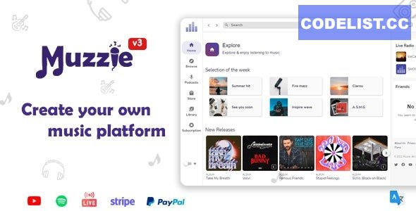 Muzzie v3.3 - Music, Podcast & Radio Streaming Platform » Premium Scripts, Plugins & Mobile