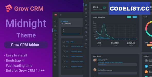 Midnight - Grow CRM Dark Theme Addon - 3 February 2022 » Premium Scripts, Plugins & Mobile