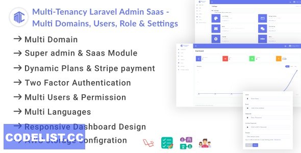 Multi-Tenancy Laravel Admin Saas v1.0.2 - Domains, Users, Role, Permissions & Settings » Premium Scripts, Plugins & Mobile