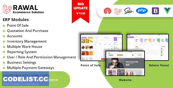 Rawal v1.1.6 - All in One Laravel Ecommerce Solution with POS for Single & Multiple Location Business Brand » Premium Scripts, Plugins & Mobile