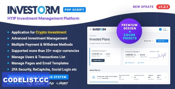 Investorm v1.5.2 - Advanced HYIP Investment Management Platform - nulled » Premium Scripts, Plugins & Mobile