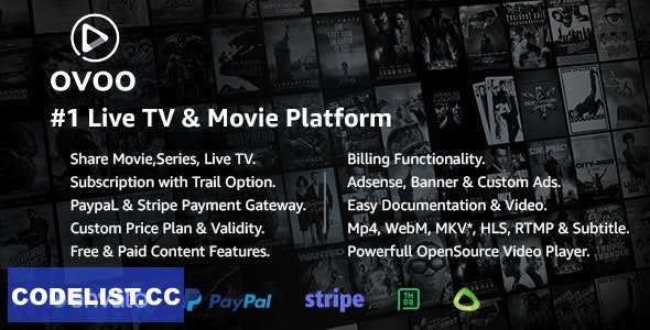 OVOO v3.3.2 - Live TV & Movie Portal CMS with Membership System - nulled » Premium Scripts, Plugins & Mobile