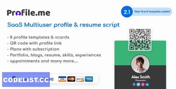 Profile.me v2.1 - Saas Multiuser Profile Resume & Vcard Script » Premium Scripts, Plugins & Mobile