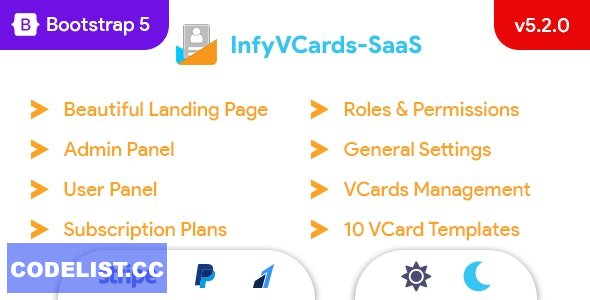 InfyVCards-SaaS v5.1.0 - Multi User Digital Business Card Builder SaaS - VCards » Premium Scripts, Plugins & Mobile
