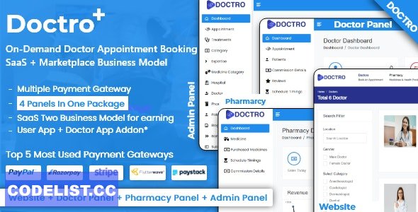 Doctro v5.2.0 - On-Demand Doctor Appointment Booking SaaS Marketplace Business Model - nulled » Premium Scripts, Plugins & Mobile