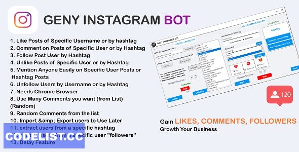 GENY instagram bot v4.0.1 - Gain More Instagram Followers, Increase your Followers Now » Premium Scripts, Plugins & Mobile