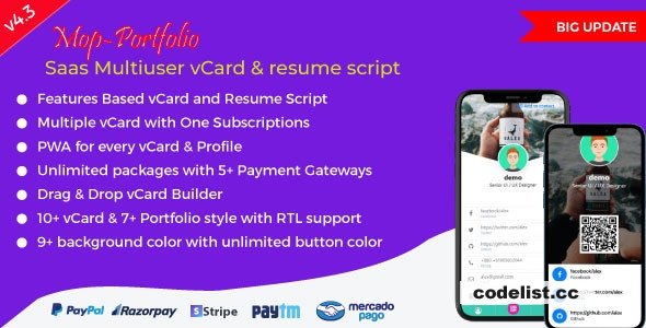 Mop v4.3 - SaaS vCard / Portfolio / Resume / Digital Business card - nulled &raquo; Premium Scripts, Plugins &amp; Mobile