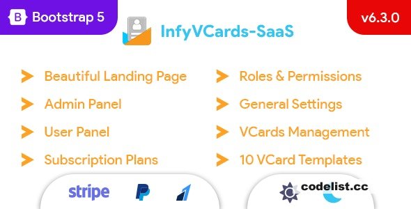 InfyVCards-SaaS v6.4.0 - Multi User Digital Business Card Builder SaaS - VCards » Premium Scripts, Plugins & Mobile