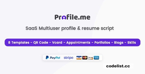 Profile.me v2.2 - Saas Multiuser Profile Resume & Vcard Script » Premium Scripts, Plugins & Mobile