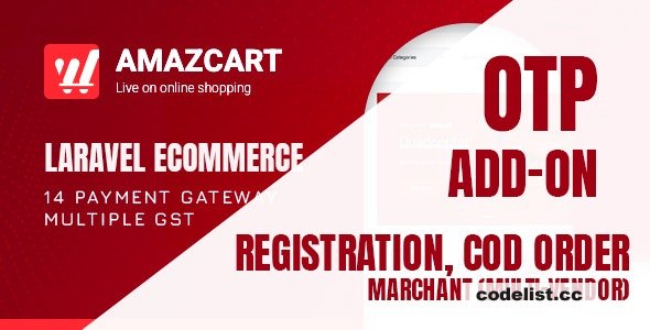 OTP add-on v1.2 - AmazCart Laravel Ecommerce System CMS » Premium Scripts, Plugins & Mobile
