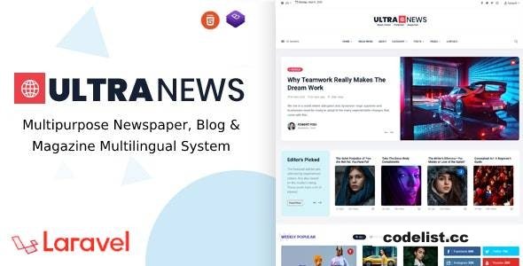 UltraNews v2.2.0 - Laravel Newspaper, Blog and Magazine Multilingual System - nulled » Premium Scripts, Plugins & Mobile
