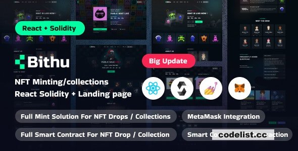 Bithu v1.0.0 - NFT Minting/Collection with Smart Contract (React JS+Solidity) » Premium Scripts, Plugins & Mobile