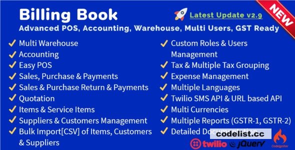 Billing Book v2.9 - Advanced POS, Inventory, Accounting, Warehouse, Multi Users, GST Ready - nulled &raquo; Premium Scripts, Plugins &amp; Mobile