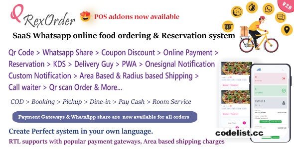 QrexOrder v2.9 - SaaS Restaurants / QR Menu / WhatsApp Online ordering / Reservation system - nulled » Premium Scripts, Plugins & Mobile