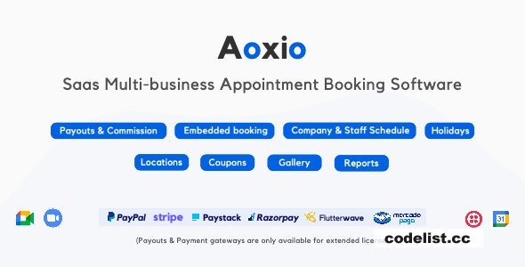 Aoxio v1.8 - SaaS Multi-Business Service Booking Software - nulled » Premium Scripts, Plugins & Mobile
