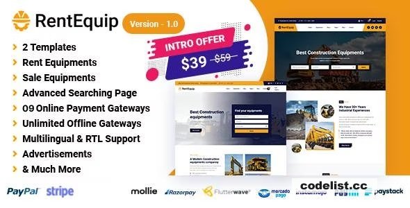 RentEquip v1.0 - Multipurpose / Equipment Rental Website » Premium Scripts, Plugins & Mobile