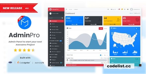 AdminPro v2.1 - Login + Multi User Management + Codeigniter + Roles & Permission + Bootstrap 4 + AdminLTE » Premium Scripts, Plugins & Mobile