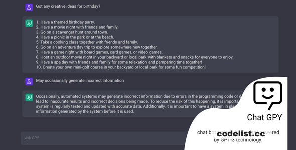 Chat GPY - AI Chat NodeJS - 27 January 2023 » Premium Scripts, Plugins & Mobile