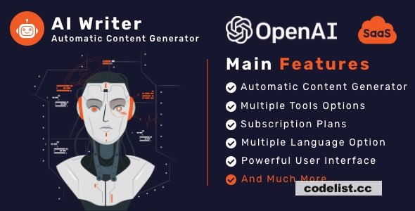AI Writer SaaS v1.0 - Powerful Automatic Content Generator Tools & Writing Assistant » Premium Scripts, Plugins & Mobile