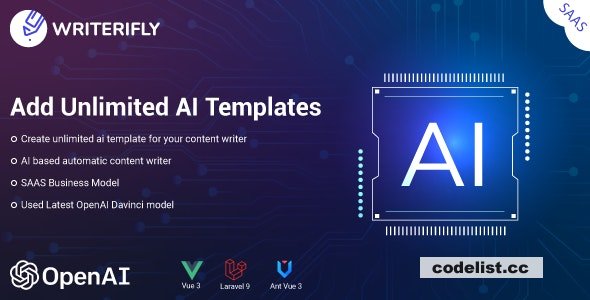 Writerifly v1.0.1 - OpenAI Writer Assistant With Dynamic Writing Templates (SAAS) » Premium Scripts, Plugins & Mobile