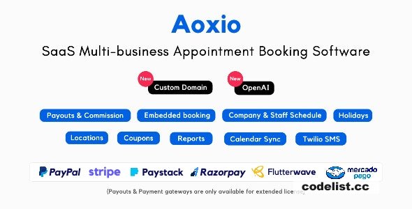 Aoxio v2.1 - SaaS Multi-Business Service Booking Software - nulled » Premium Scripts, Plugins & Mobile