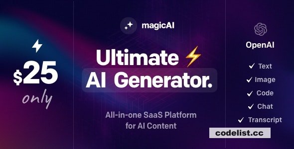 MagicAI v1.3.0 - OpenAI Content, Text, Image, Chat, Code Generator as SaaS » Premium Scripts, Plugins & Mobile