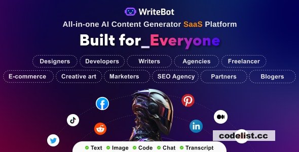 WriteBot v4.6.0 - AI Content Generator SaaS Platform » Premium Scripts, Plugins & Mobile