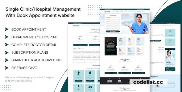 Single Clinic/Hospital Management With Book Appointment website v1.2 » Premium Scripts, Plugins & Mobile