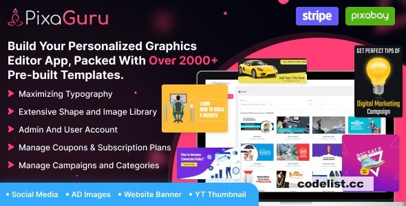 PixaGuru v1.9.1 - SAAS Platform to Create Graphics, Images, Social Media Posts, Ads, Banners, & Stories » Premium Scripts, Plugins & Mobile