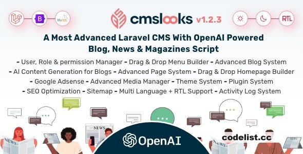 CMSLooks v1.2.1 - Laravel CMS With OpenAI Powered Blog, News & Magazines Script - nulled » Premium Scripts, Plugins & Mobile