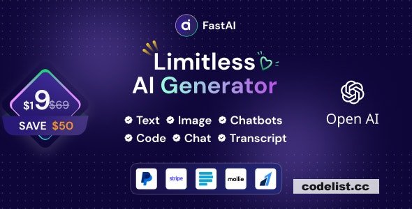 FastAi v1.2.1 - SaaS AI Content Voice Text Image Chat & Code Generator » Premium Scripts, Plugins & Mobile