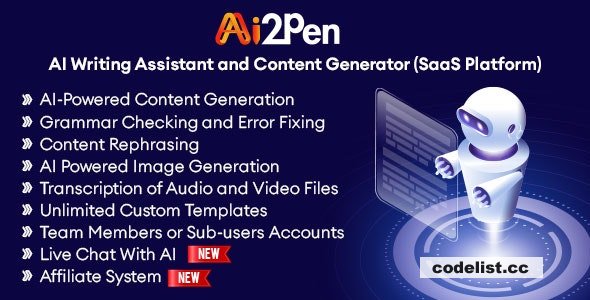 Ai2Pen v4.4 ᄄC AI Writing Assistant and Content Generator (SaaS Platform) - nulled » Premium Scripts, Plugins & Mobile