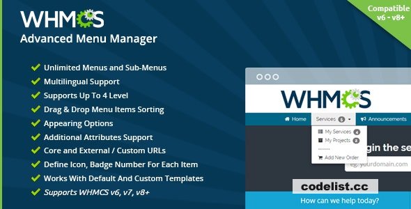 WHMCS Advanced Menu Manager v1.72.0 » Premium Scripts, Plugins & Mobile
