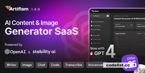 Artifism v2.0.0 - AI Content & Image Generator SaaS - nulled » Premium Scripts, Plugins & Mobile