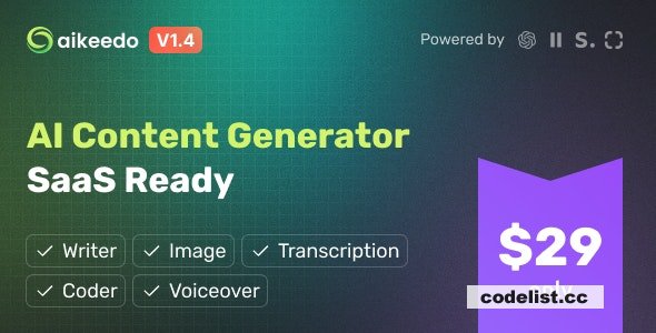 Aikeedo v1.4 - AI Content Generator Platform - SaaS Ready - OpenAI - nulled » Premium Scripts, Plugins & Mobile