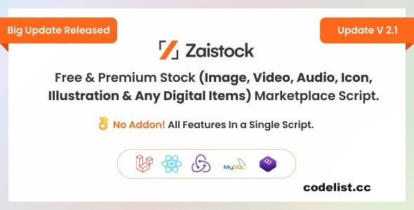 Zaistock v2.1 - Free & Premium Stock Photo, Video, Audio, Icon Illustration Script » Premium Scripts, Plugins & Mobile