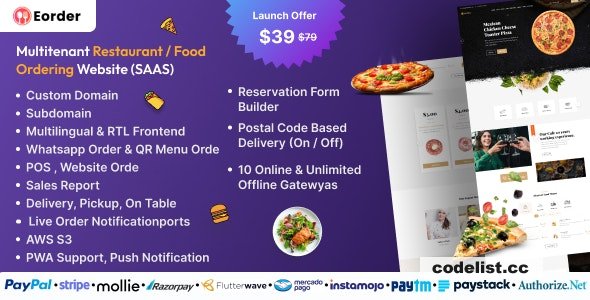 Eorder v1.0 - Multitenant Restaurant / Food Ordering Website (SAAS) » Premium Scripts, Plugins & Mobile