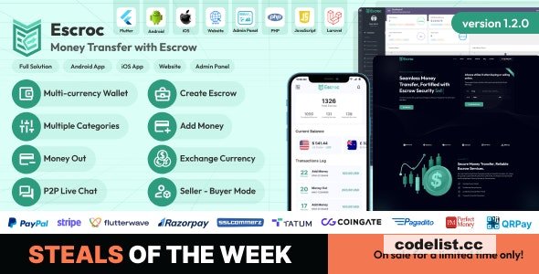 Escroc v1.2.0 - Money Transfer with Escrow Full Solution - nulled » Premium Scripts, Plugins & Mobile