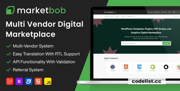 Marketbob v1.3 - Multi-Vendor Digital Marketplace - nulled » Premium Scripts, Plugins & Mobile