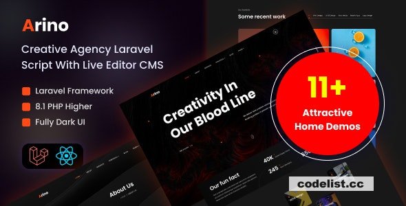 Arino v3.1 - Creative Agency Laravel Script With Live Editor CMS - nulled » Premium Scripts, Plugins & Mobile