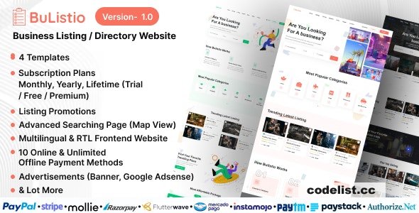 Bulistio v1.0 - Business Listing / Directory Website (Subscription Based) - nulled » Premium Scripts, Plugins & Mobile