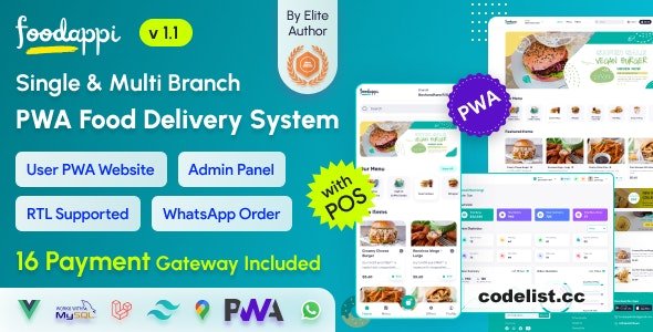 FoodAppi v1.1 - PWA Food Delivery System and WhatsApp Menu Ordering with Admin Panel | Restaurant POS &raquo; Premium Scripts, Plugins &amp; Mobile