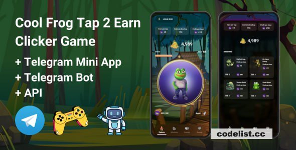 CoolFrog v1.0.0 - Tap2Earn Clicker Game With Telegram Mini App + API + Bot » Premium Scripts, Plugins & Mobile