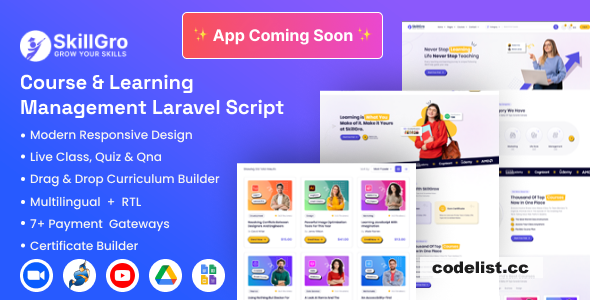 SkillGro v1.6.0 - Course & Learning Management System Laravel Script (LMS) » Premium Scripts, Plugins & Mobile