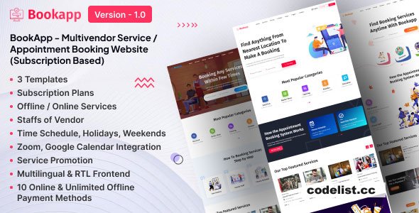 Bookapp v1.0 - Multivendor Service / Appointment Booking Laravel Website (Subscription Based) » Premium Scripts, Plugins & Mobile