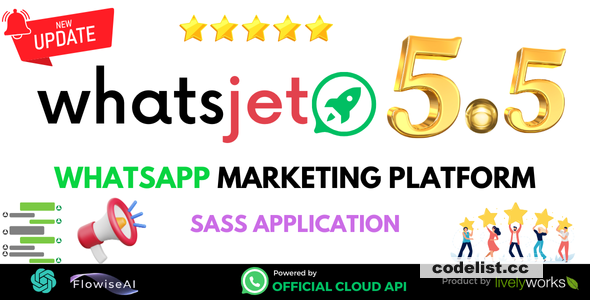 WhatsJet SaaS v5.5.0 - A WhatsApp Marketing Platform with Bulk Sending, Campaigns, Chat Bots & CRM - nulled » Premium Scripts, Plugins & Mobile