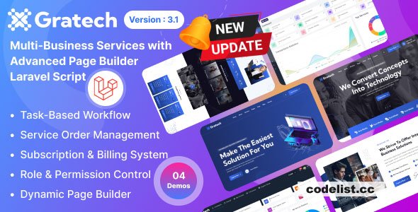 Gratech v3.2 - Multi-Business Services with Advanced Page Builder & Workflow Tools » Premium Scripts, Plugins & Mobile
