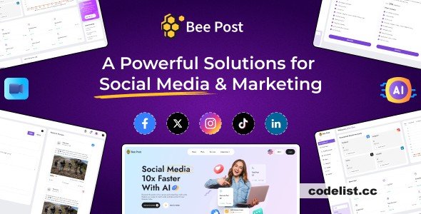 BeePost v1.1 - AI Social Media Management & Content Creation SaaS with Subscription System - nulled » Premium Scripts, Plugins & Mobile
