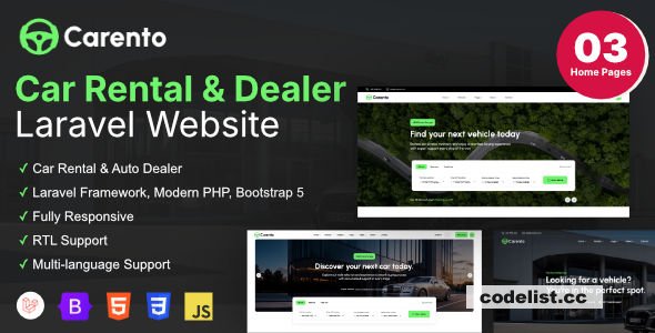 Carento v1.1.0 - Car Rental Booking Laravel System » Premium Scripts, Plugins & Mobile