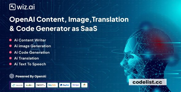 WizAI v1.5 - OpenAI Content, Image, Translation, ChatBot, and Speech to Text Generator SaaS Platform » Premium Scripts, Plugins & Mobile